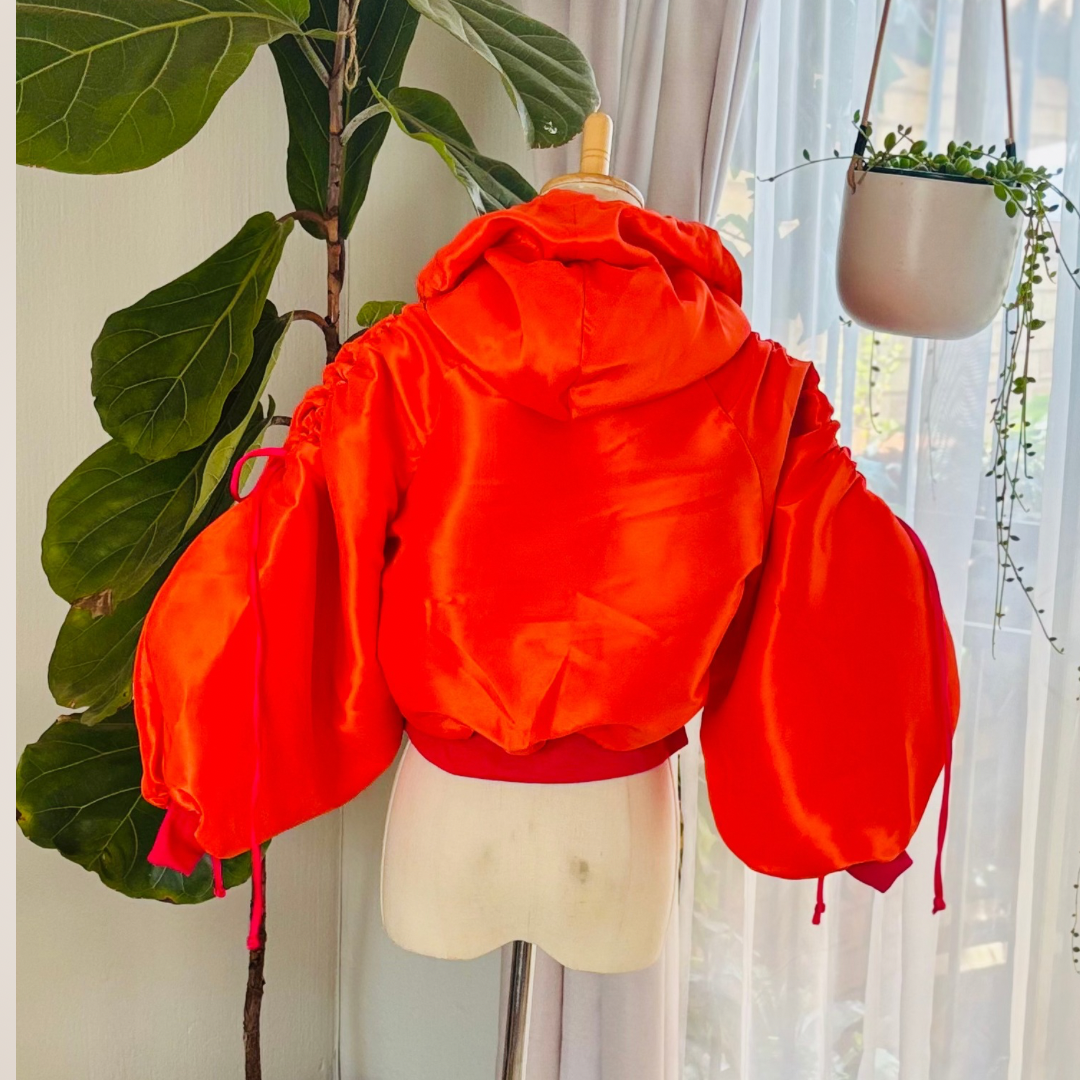 Skadi Cropped Bomber Jacket Orange