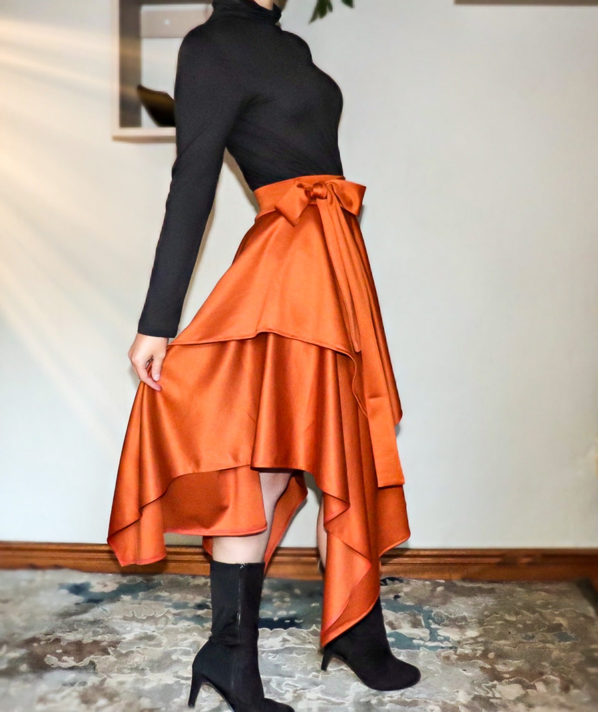 Drape Skirt Burnt Orange