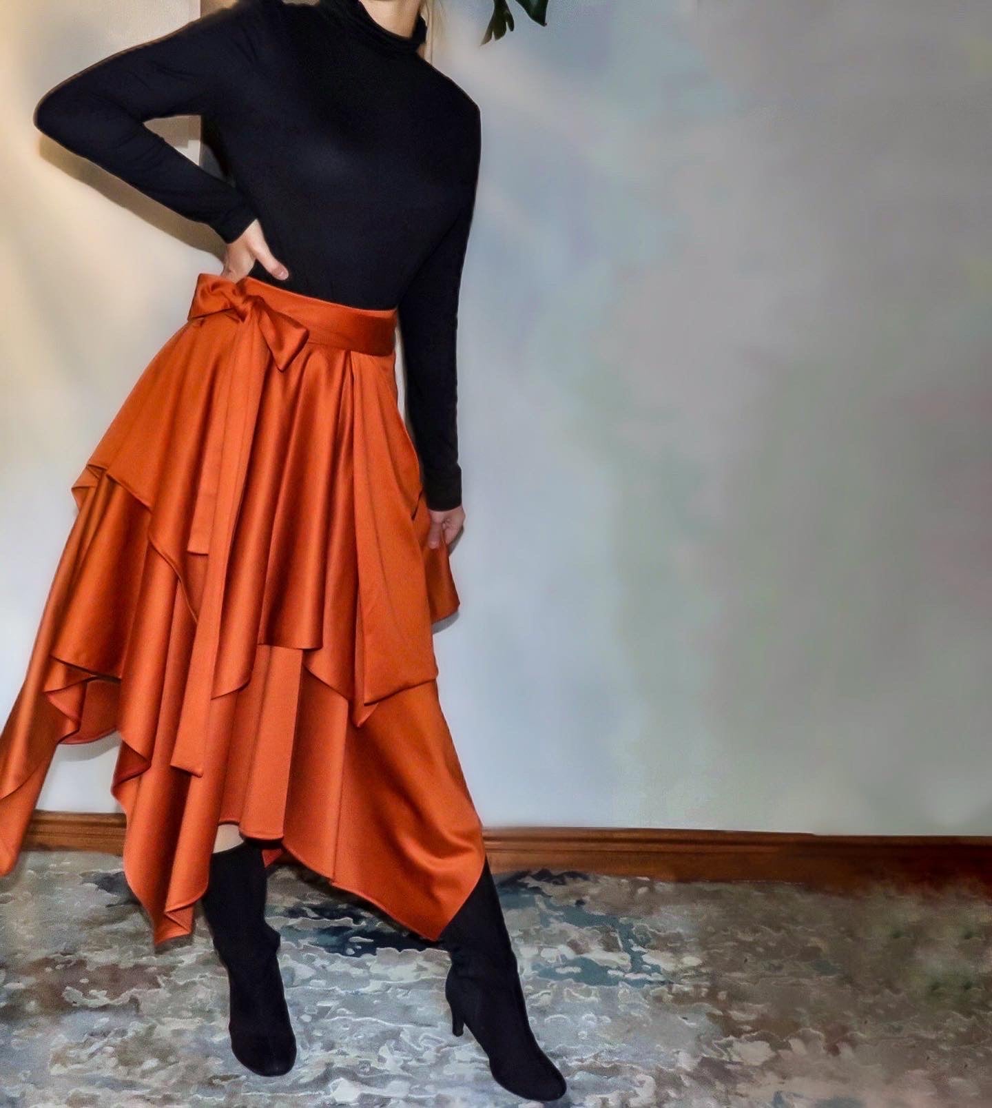 Drape Skirt Burnt Orange