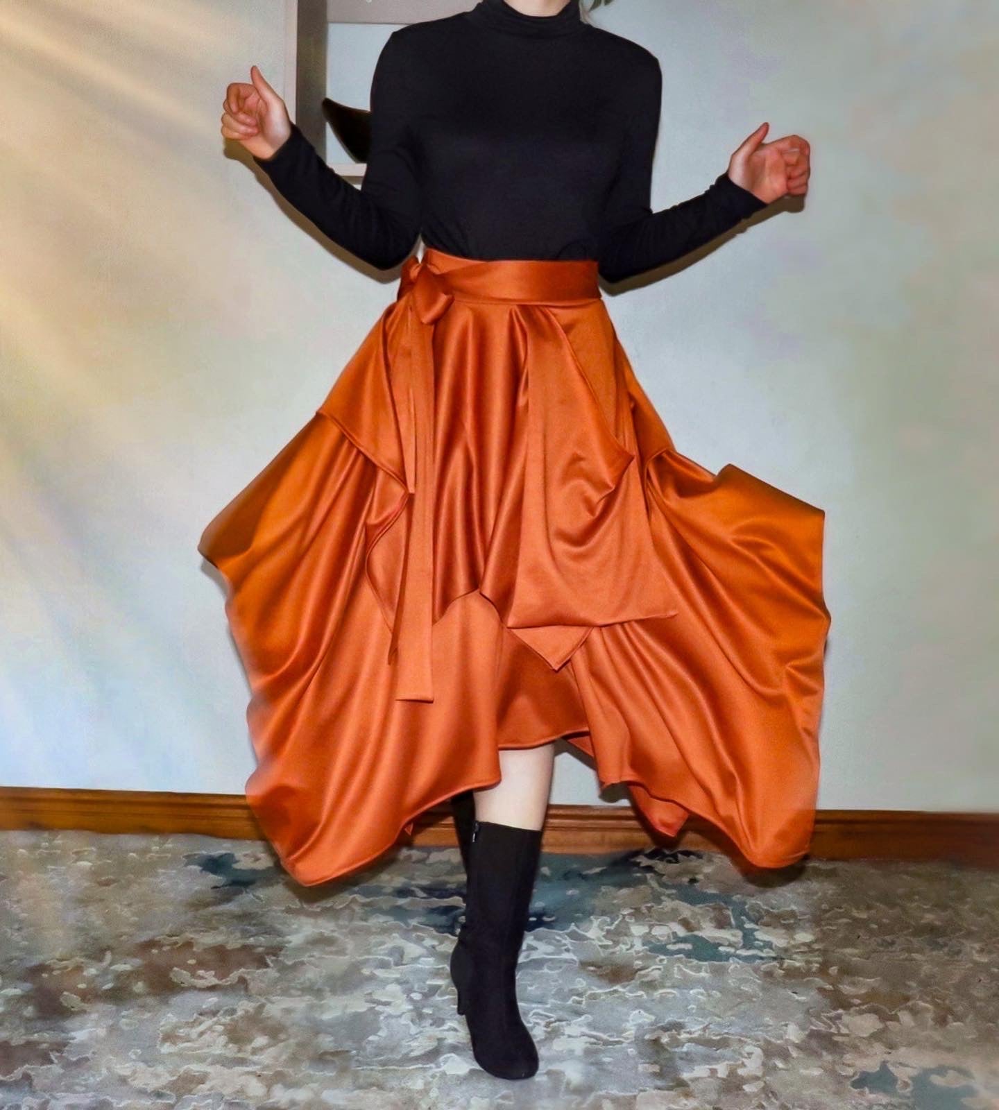 Drape Skirt Burnt Orange